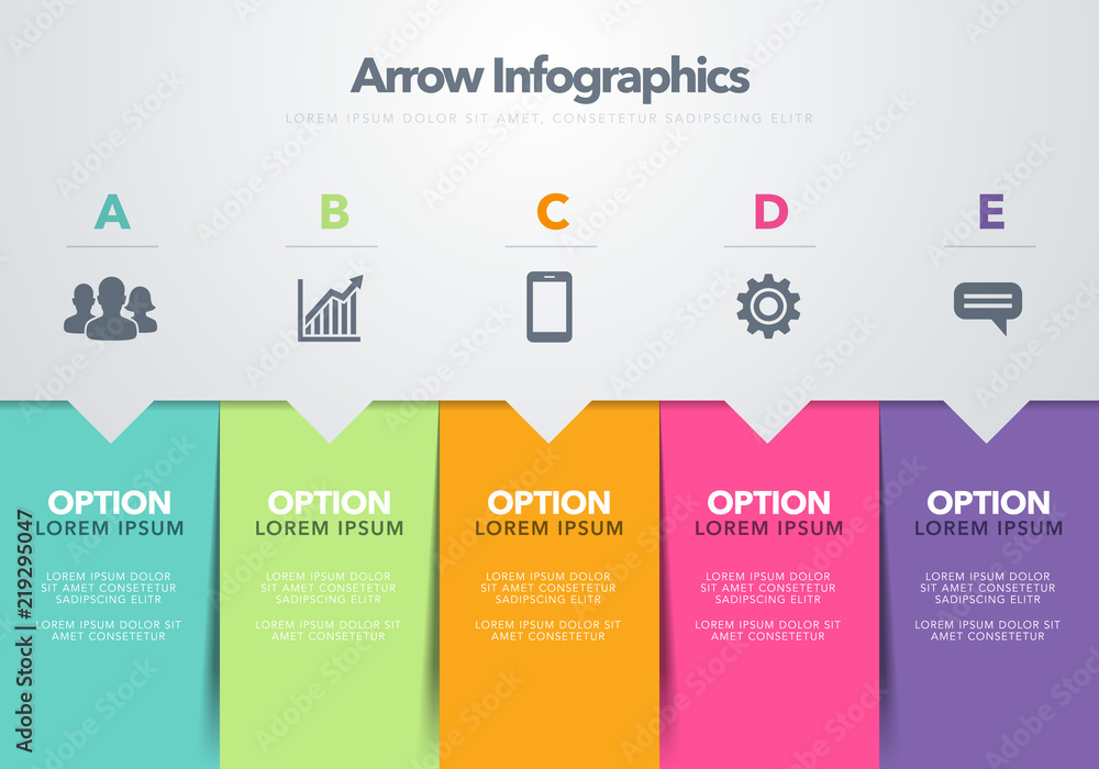 Vector illustration modern infographic design template concept of arrow ...