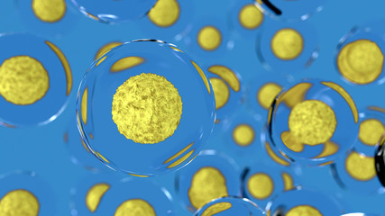 Wall Mural - abstract yellow cells in the blue environment