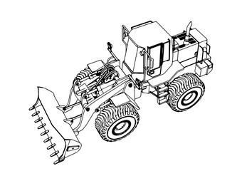 Poster - sketch of a construction bulldozer vector