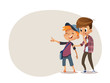 © FoxyImage - School boys and aughing and pointing at something. Bulling at school. Vector illustration