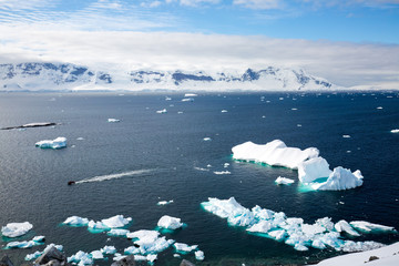 ice in the Antarctica with iceberg in the ocean