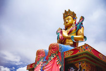 Maitreya Buddha, The Big Buddha High 33 Metre Near The Diskit Monastery In Nubra Valley, Ladakh India. 