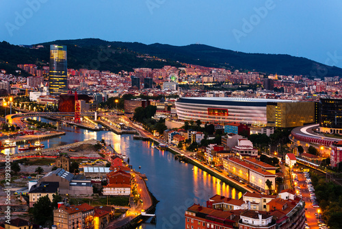 City Of Bilbao At Night Basque Country Spain Stock Photo Adobe Stock