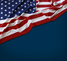 American flag on blue