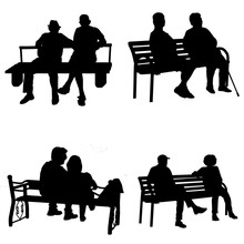 Vector Silhouette Of A People Sitting On A Park Bench