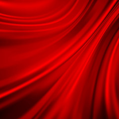 Luxury red satin smooth fabric background for celebration, ceremony, event invitation card or advertising poster. Vector Illustration