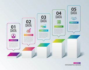 Wall Mural - infographics box square paper with 5 data template. vector illustration abstract background. can be 
