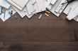 © Ruslan Grumble - furniture piece parts and tools on the wooden table with copy space during assembly process