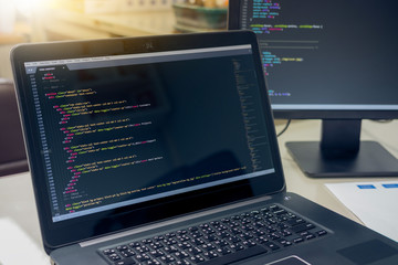 Coding and programming for web development and web design concept, Development software concept, copy space
