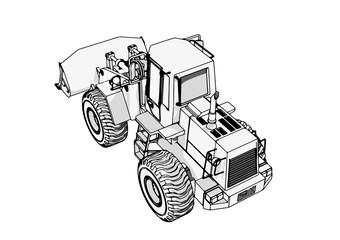 Sticker - sketch of a construction bulldozer vector