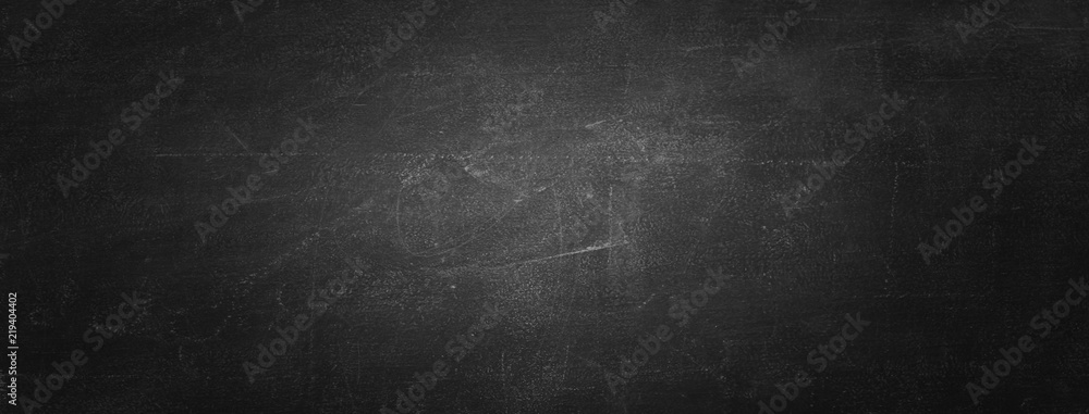 Horizontal black board or chalkboard wall texture background - obrazy, fototapety, plakaty 