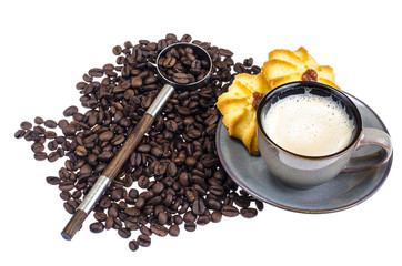 Sticker - Coffee in cup, biscuits, beans