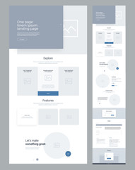Wall Mural - one page website design template for business. landing page wireframe. modern responsive design. ux 