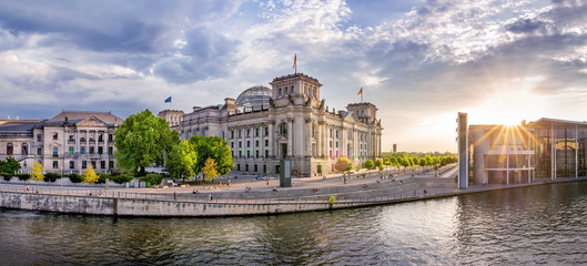 Wall Mural - panoramic view at the government district, berlin