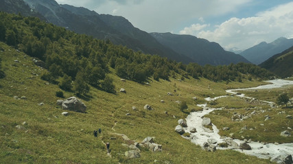Wall Mural - panoramic view from above mountain landscape. hiking mountain