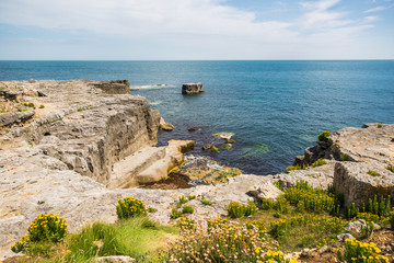 Jurassic Coast Line with Turquoise Sea on a Sunny Day.