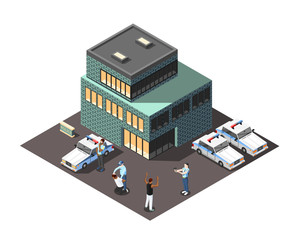 Sticker - Police Isometric Composition