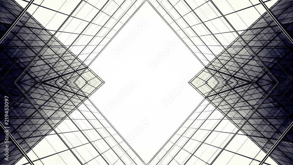 abstract architecture of geometry at glass window - future backdrop style. - obrazy, fototapety, plakaty 