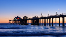 Huntington Beach Pier At Dusk, California, U.S.A.