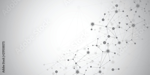 Abstract connecting dots and lines with geometric background. Modern technolo...