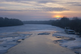 Fototapeta Na ścianę - Winter sunset landscape with a river