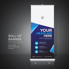 Wall Mural - Roll up banner design template, vertical, abstract background, pull up design, modern x-banner, rectangle size. 