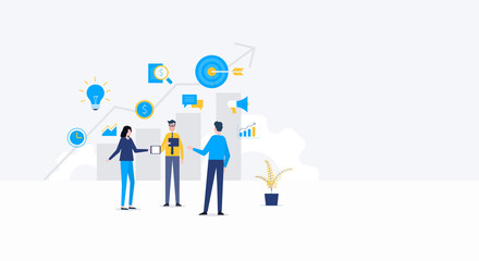 Aufkleber - people business meeting and brainstorm for finance investment planning concept