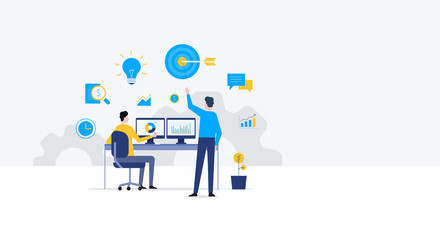Aufkleber - people business meeting and brainstorm for finance investment planning concept