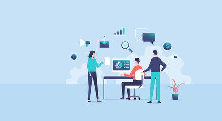 Aufkleber - people business meeting and brainstorm for finance investment planning concept