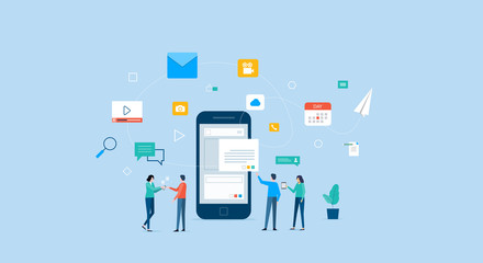 Wall Mural - business team working for mobile application development and design process concept