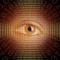 Wall Mural - Eye and binary codes of internet security concept