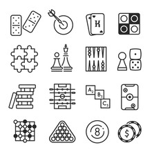 Board Games Icon Set Isolated On White Background