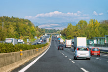 Landscape With Cars In Road In Italy