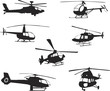 Collection of silhouettes of various helicopter