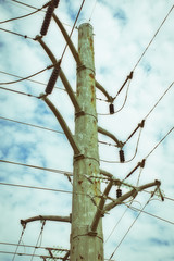 Electricity Distribution Point - Large Electrical Transmission Tower in Late Summer