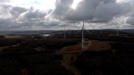 Wall Mural - Dramatic Aerial drone view of the Pen y Cymoedd wind farm on the Rhigos mountain area of South Wales