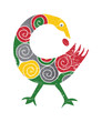 Vectror illustration for African American community: Adinkra Sankofa bird isolated. Sankofa bird symbol made in pan-african colors.