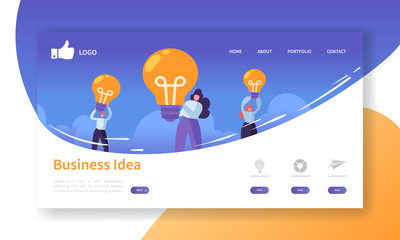 Wall Mural - website development landing page template. mobile application layout with flat business people holdi