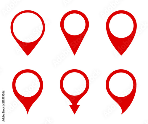 Cuadros en Lienzo Pin map marker pointer icons set, GPS location flat symbol – stock vector