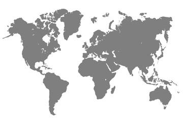 Wall Mural - gray world map - vector illustration