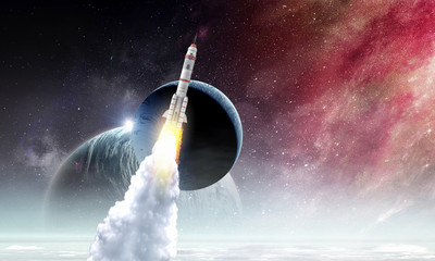 Wall Mural - rocket space ship . mixed media