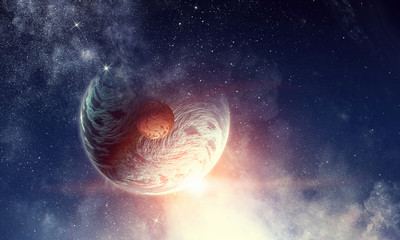 space planets and nebula