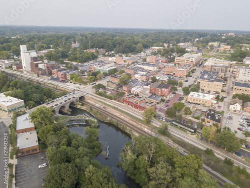 Fotografie, Obraz Kent Ohio, Aerial view of Kent & Kent State University