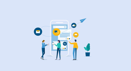 Wall Mural - business team working for mobile application development and design process concept