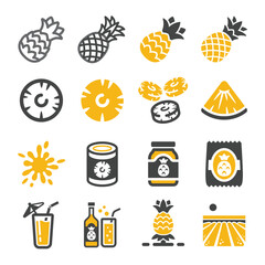 Wall Mural - pineapple icon set