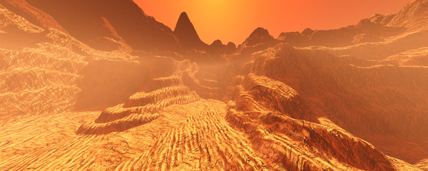 Wall Mural - 3d rendering planet mars lanscape