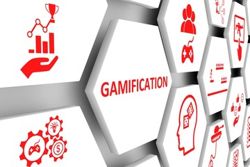 GAMIFICATION concept cell background 3d illustration