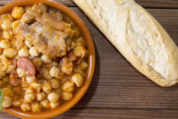 Wall Mural - casserole of stewed chickpeas with meat