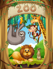 Wall Mural - wild animals in the zoo