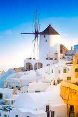 Wall Mural - View of Oia the most beautiful village of Santorini Island in Greece.